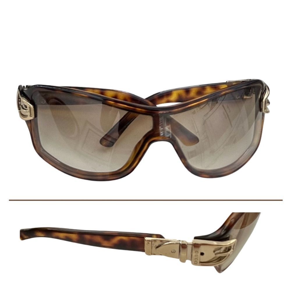 Vintage Y2K Gucci Sunglasses Tortoise Shell with Buckle Hinge